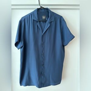Mens 100% silk camp collar shirt